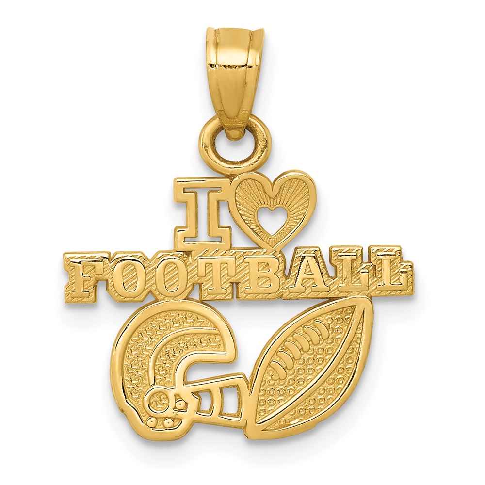 14K Yellow Gold I Heart Football Charm