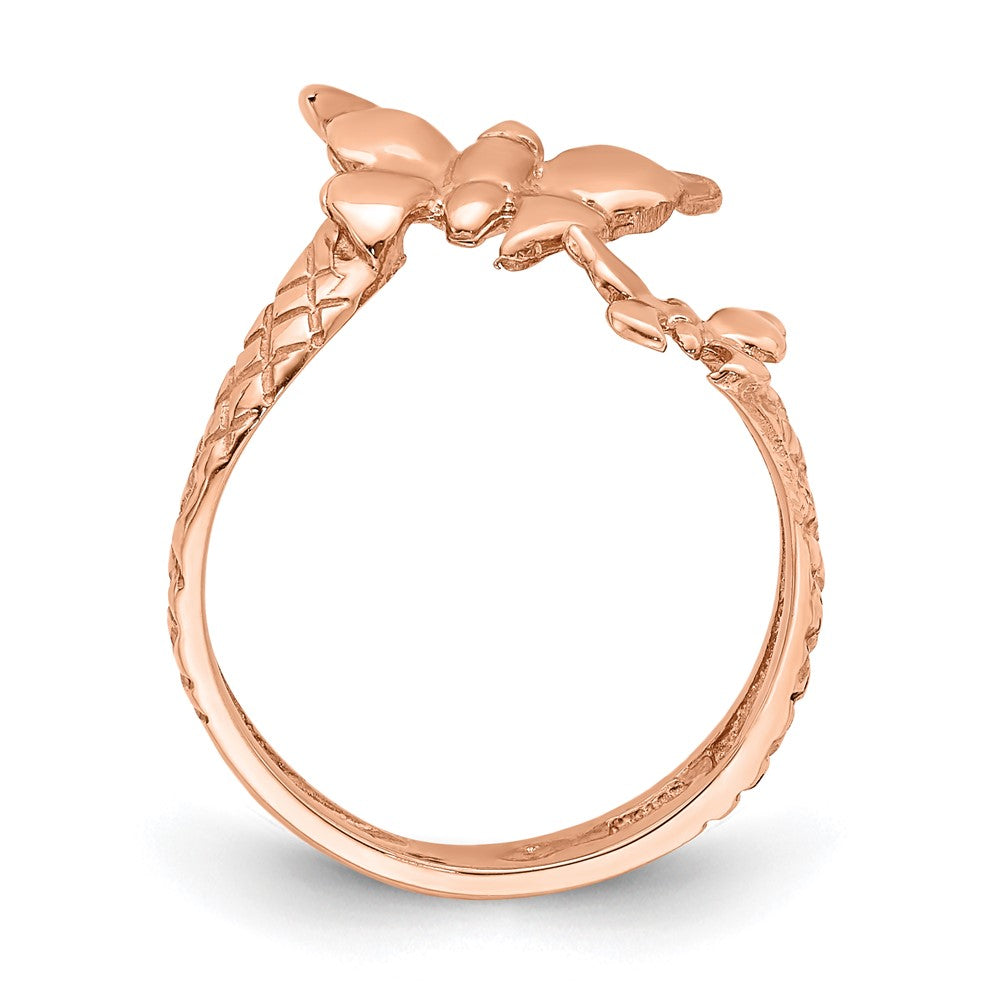 14k Rose Gold Rose Polished & Textured Butterfly Toe Ring