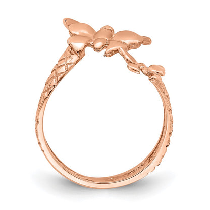 14k Rose Gold Rose Polished & Textured Butterfly Toe Ring