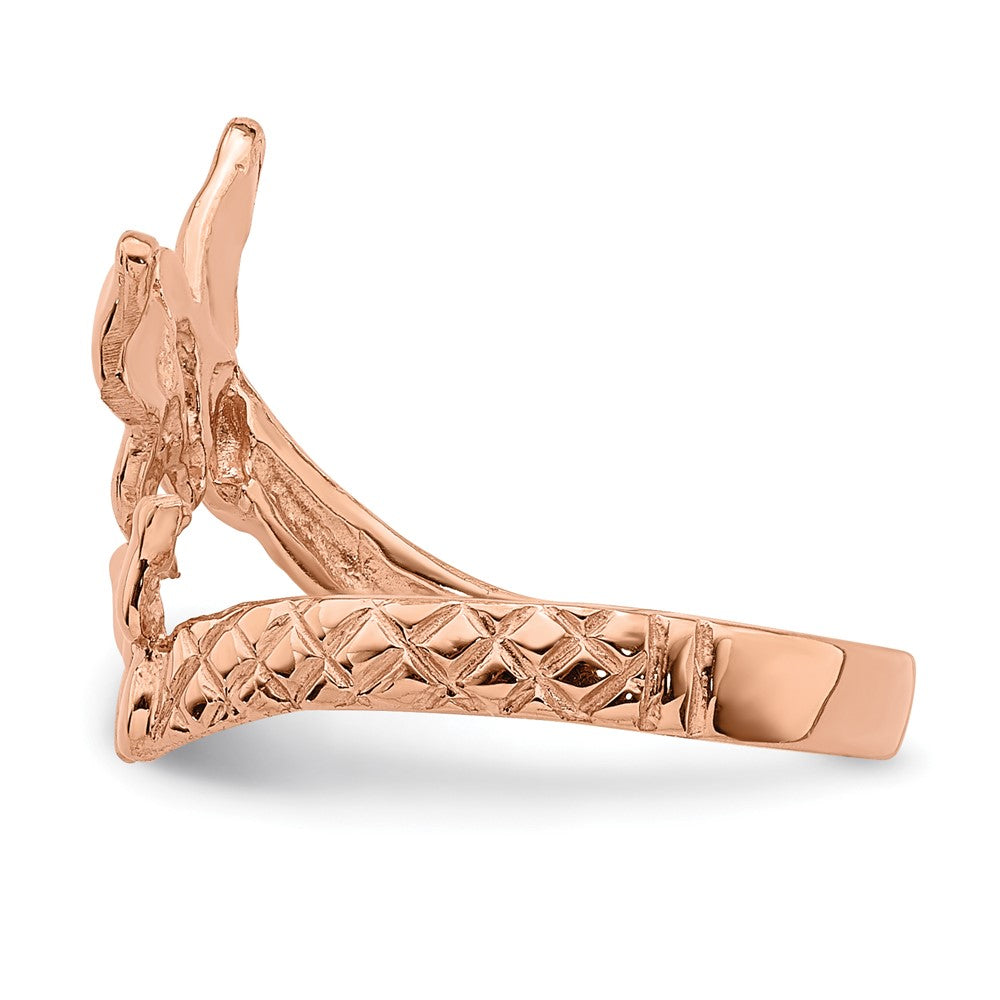 14k Rose Gold Rose Polished & Textured Butterfly Toe Ring