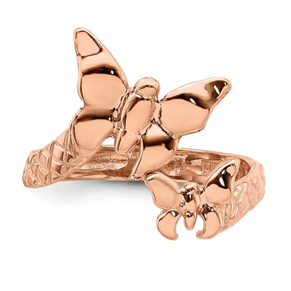 14k Rose Gold Rose Polished & Textured Butterfly Toe Ring