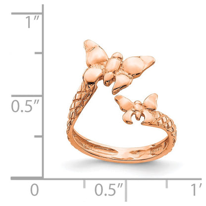 14k Rose Gold Rose Polished & Textured Butterfly Toe Ring