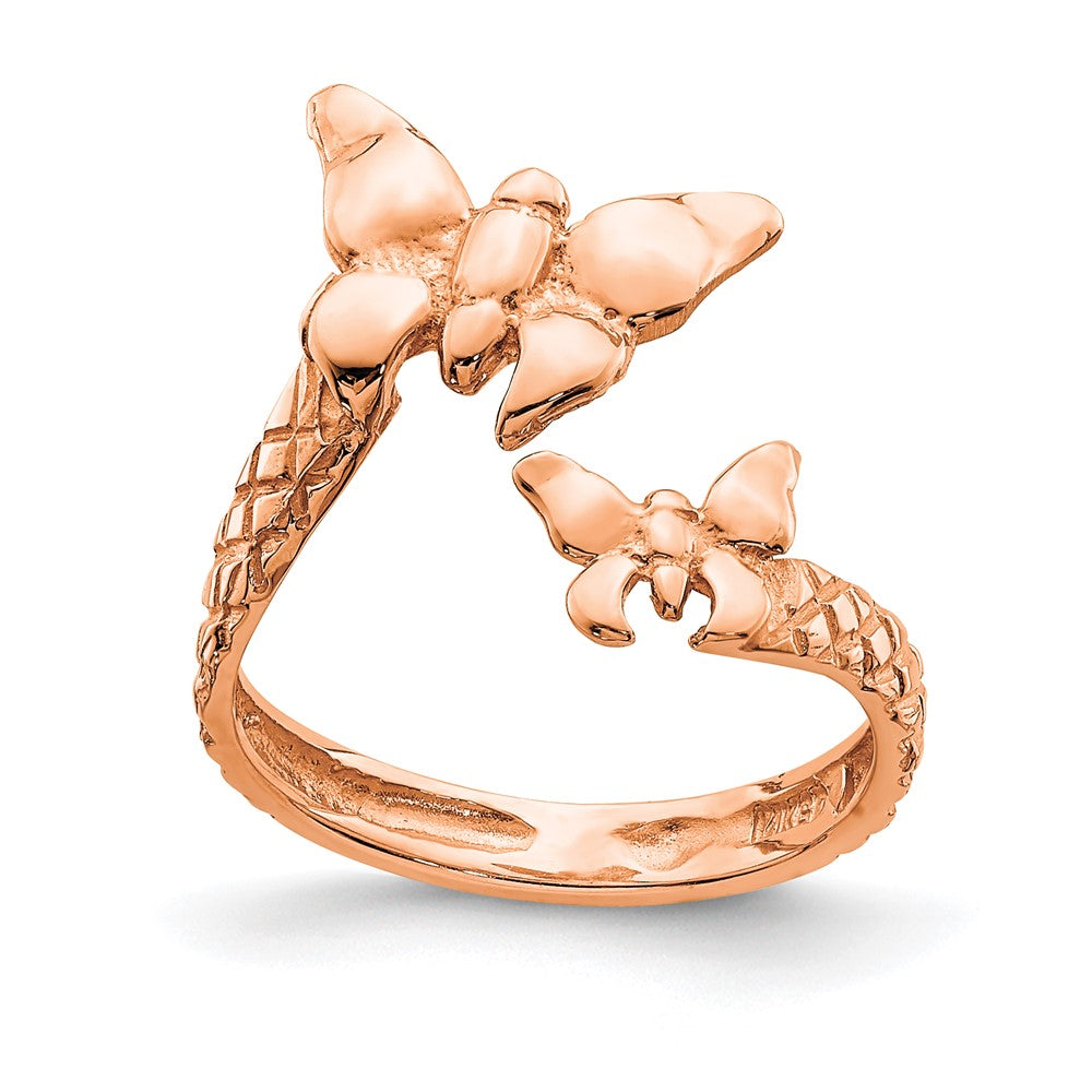 14k Rose Gold Rose Polished & Textured Butterfly Toe Ring
