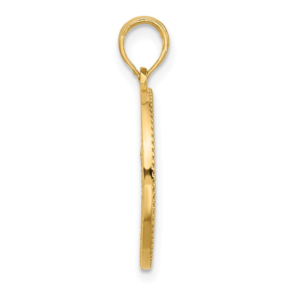 14K Yellow Gold Polished Circle with Tree Charm