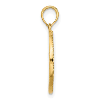 14K Yellow Gold Polished Circle with Tree Charm