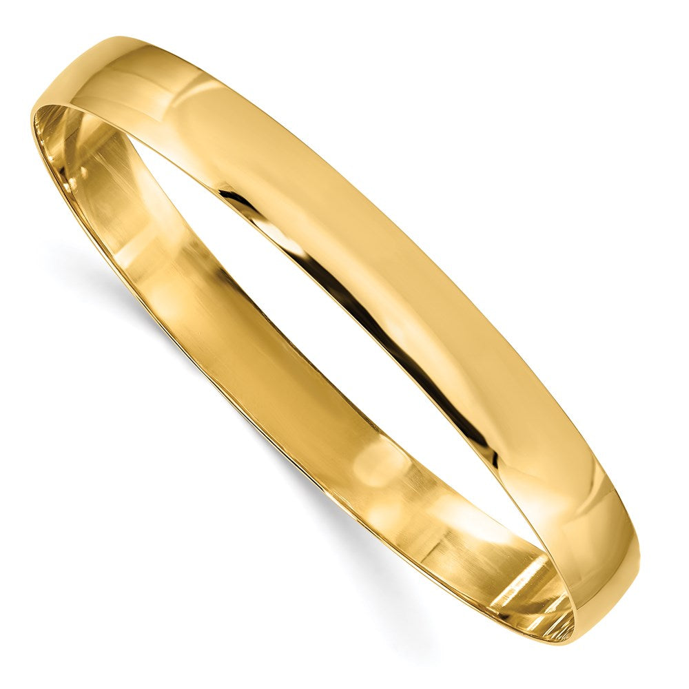 10K Yellow Gold 8mm Solid Polished Half-Round Slip-On Bangle