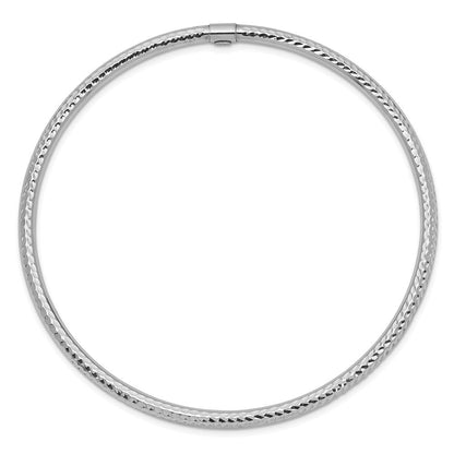 14k White Gold 3mm Diamond-cut Slip-on Bangle
