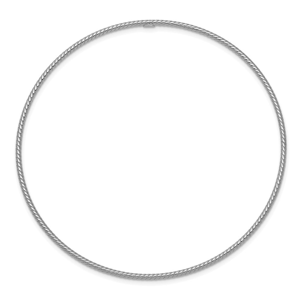 8 Inch 14K 1.5mm White Gold Textured Slip-On Bangle Bracelet