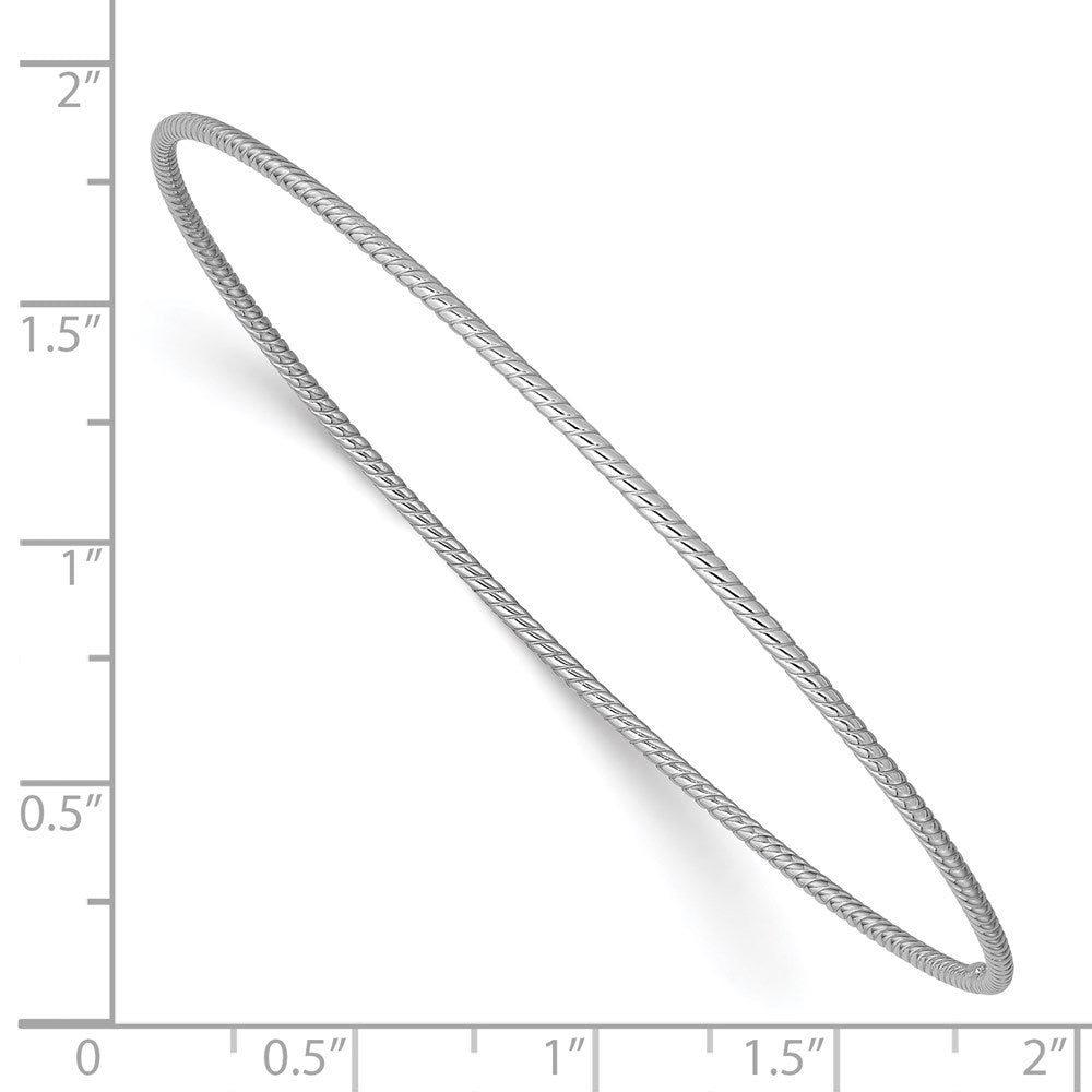 8 Inch 14K 1.5mm White Gold Textured Slip-On Bangle Bracelet