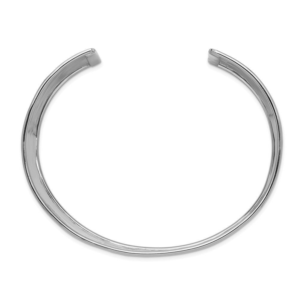 14k White Gold WG 37mm Hammered Polished Cuff Bangle