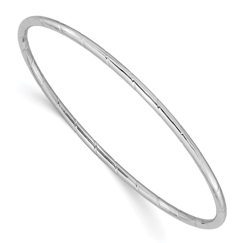 14k White Gold 2.5mm Grooved Slip-on Bangle