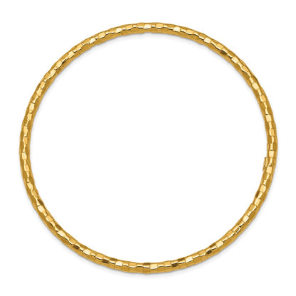 8 Inch 14K Polished Textured Slip-On Bangle Bracelet