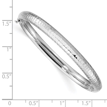 14k White Gold 3/16 Hammered Children's Hinged Bangle