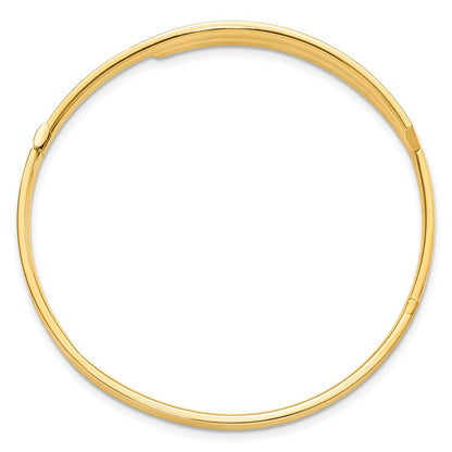 14k Yellow & Rhodium Goldy 2/16 White Rhodium Diamond-cut Overlap Hinged Bangle