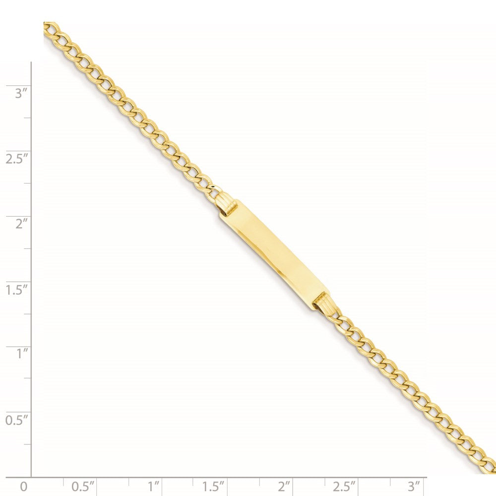 14K Yellow Gold Polished Semi Solid Chain/Solid Plate Cuban Link 25.5X5mm 7 Inch Id Bracelet