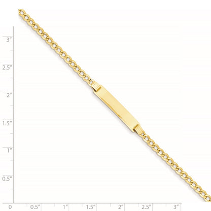14K Yellow Gold Polished Semi Solid Chain/Solid Plate Cuban Link 25.5X5mm 7 Inch Id Bracelet