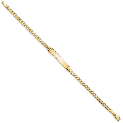 14K Yellow Gold Polished Semi Solid Chain/Solid Plate Cuban Link 25.5X5mm 7 Inch Id Bracelet