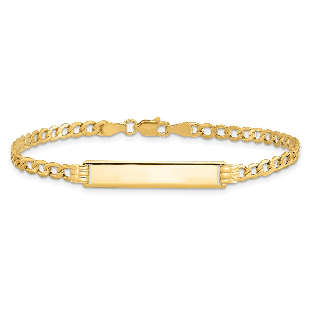 14K Yellow Gold Polished Semi Solid Chain/Solid Plate Cuban Link 25.5X5mm 7 Inch Id Bracelet