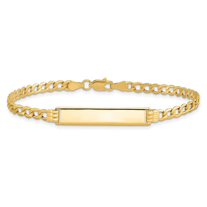 14K Yellow Gold Polished Semi Solid Chain/Solid Plate Cuban Link 25.5X5mm 7 Inch Id Bracelet
