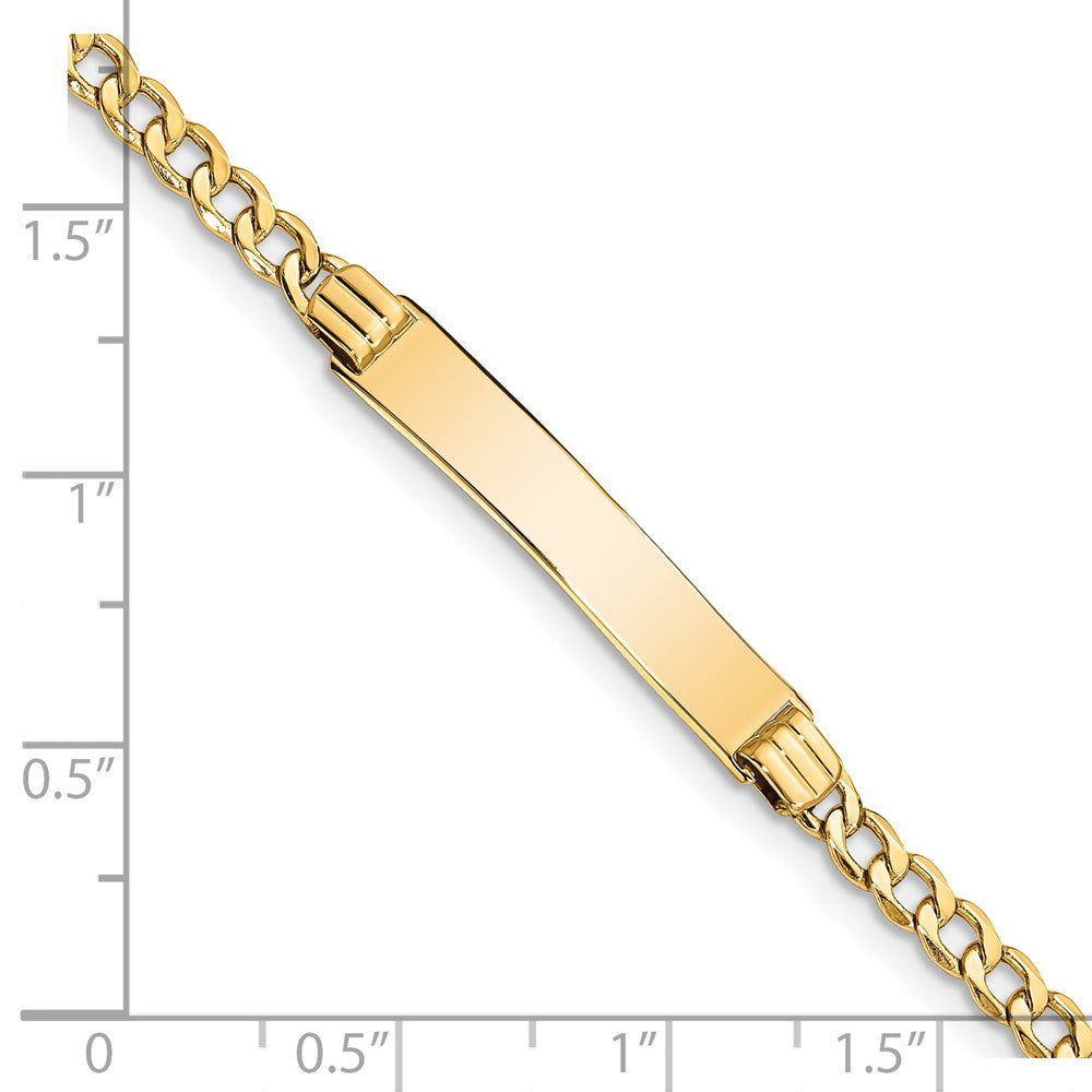 14K Yellow Gold Polished Semi Solid Chain/Solid Plate Cuban Link 25.5X5mm 7 Inch Id Bracelet