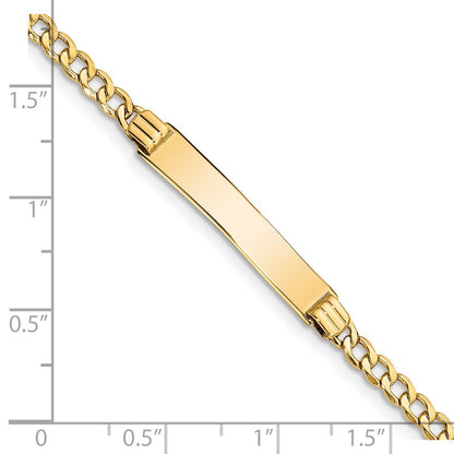 14K Yellow Gold Polished Semi Solid Chain/Solid Plate Cuban Link 25.5X5mm 7 Inch Id Bracelet