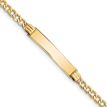 14K Yellow Gold Polished Semi Solid Chain/Solid Plate Cuban Link 25.5X5mm 7 Inch Id Bracelet