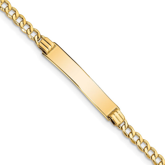 14K Yellow Gold Polished Semi Solid Chain/Solid Plate Cuban Link 25.5X5mm 7 Inch Id Bracelet