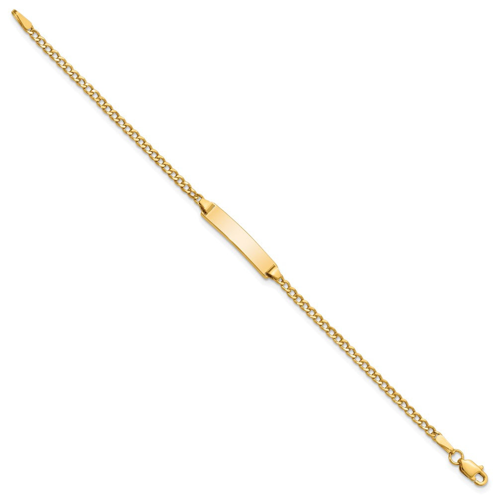 14K Yellow Gold Polished Semi Solid Chain/Solid Plate Cuban Link 20X4.5mm 6 Inch Baby/Child Id Bracelet
