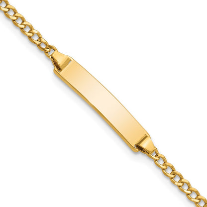 14K Yellow Gold Polished Semi Solid Chain/Solid Plate Cuban Link 20X4.5mm 6 Inch Baby/Child Id Bracelet
