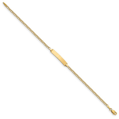 14K Yellow Gold Polished Semi Solid Chain/Solid Plate Cuban Link 23X4.3mm 7 Inch Id Bracelet