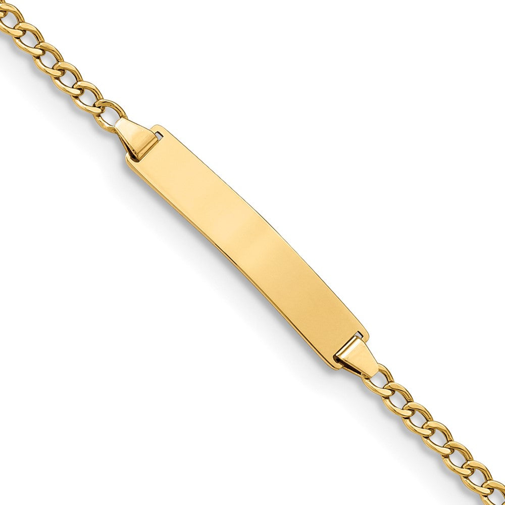 14K Yellow Gold Polished Semi Solid Chain/Solid Plate Cuban Link 23X4.3mm 7 Inch Id Bracelet