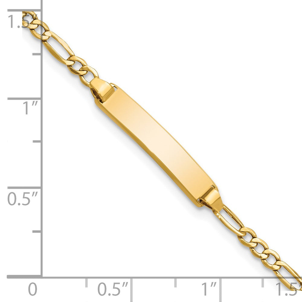 14K Yellow Gold Polished Semi Solid Chain/Solid Plate Figaro Link 19.5X4.5mm 7 Inch Id Bracelet
