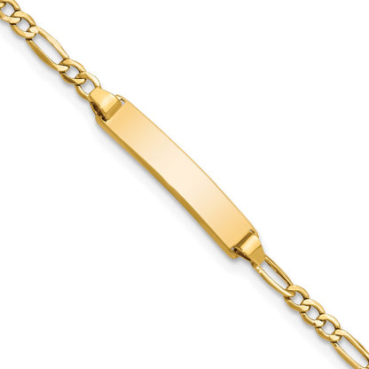 14K Yellow Gold Polished Semi Solid Chain/Solid Plate Figaro Link 19.5X4.5mm 7 Inch Id Bracelet