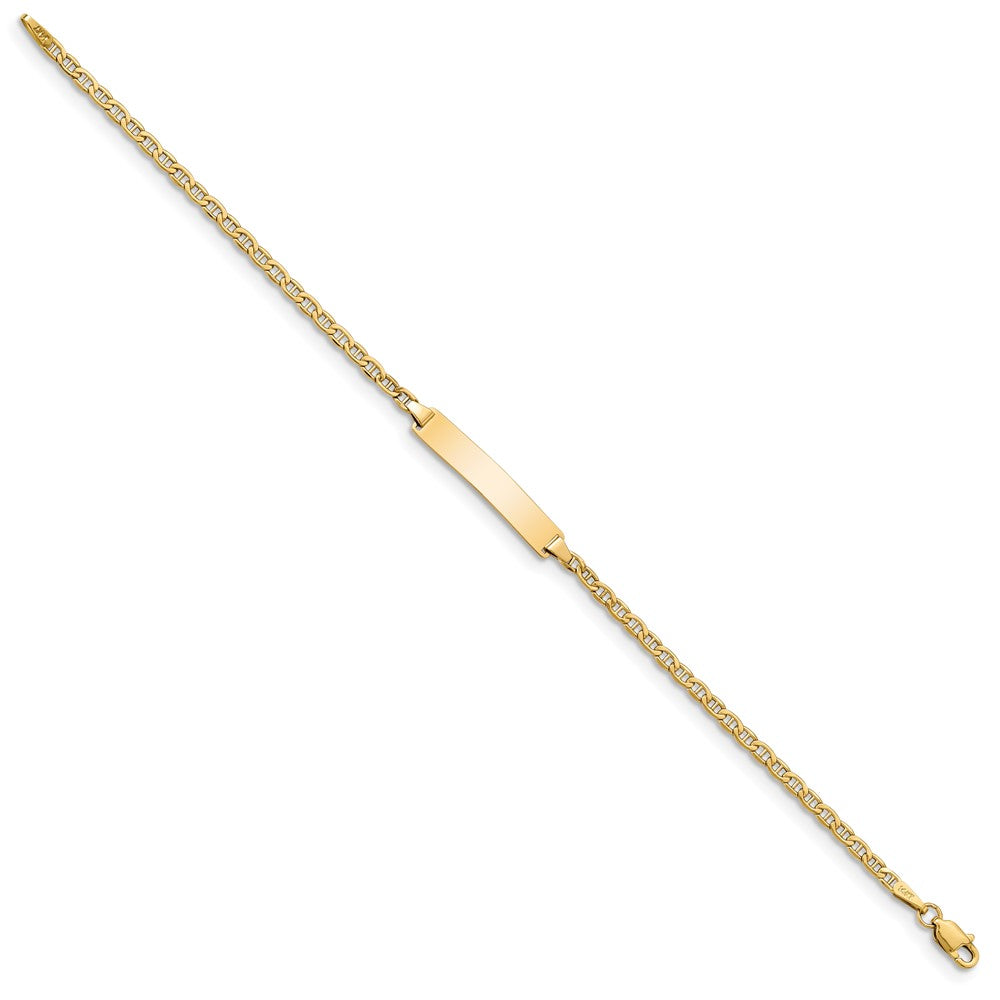 14K Yellow Gold Polished Semi Solid Chain/Solid Plate Anchor Link 23X4.5mm 7 Inch Id Bracelet