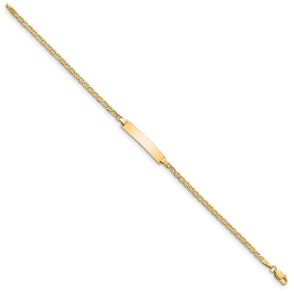14K Yellow Gold Polished Semi Solid Chain/Solid Plate Anchor Link 23X4.5mm 7 Inch Id Bracelet