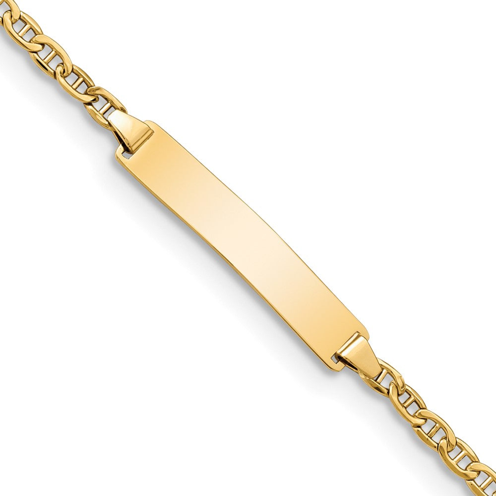 14K Yellow Gold Polished Semi Solid Chain/Solid Plate Anchor Link 23X4.5mm 7 Inch Id Bracelet