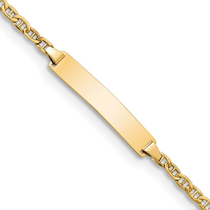 14K Yellow Gold Polished Semi Solid Chain/Solid Plate Anchor Link 23X4.5mm 7 Inch Id Bracelet