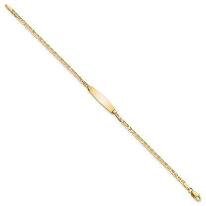 14K Yellow Gold Polished Semi Solid Chain/Solid Plate Anchor Link Soft Diamond Shape 19.5X5.5mm 6 Inch Baby/Child Id Bracelet