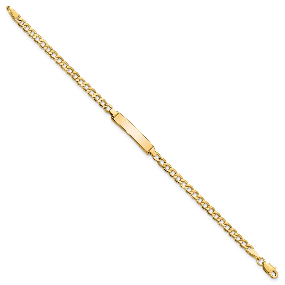 14K Yellow Gold Polished Semi Solid Chain/Solid Plate Cuban Link 19.5X4.5mm 7 Inch Id Bracelet