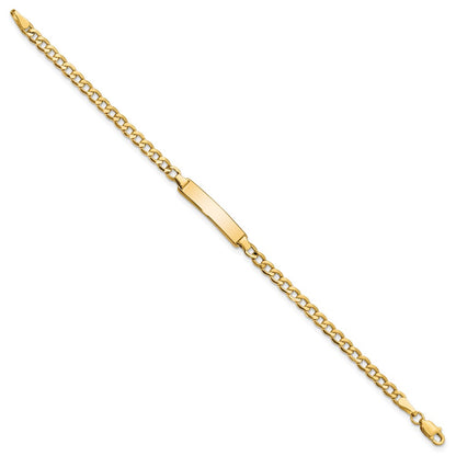 14K Yellow Gold Polished Semi Solid Chain/Solid Plate Cuban Link 19.5X4.5mm 7 Inch Id Bracelet