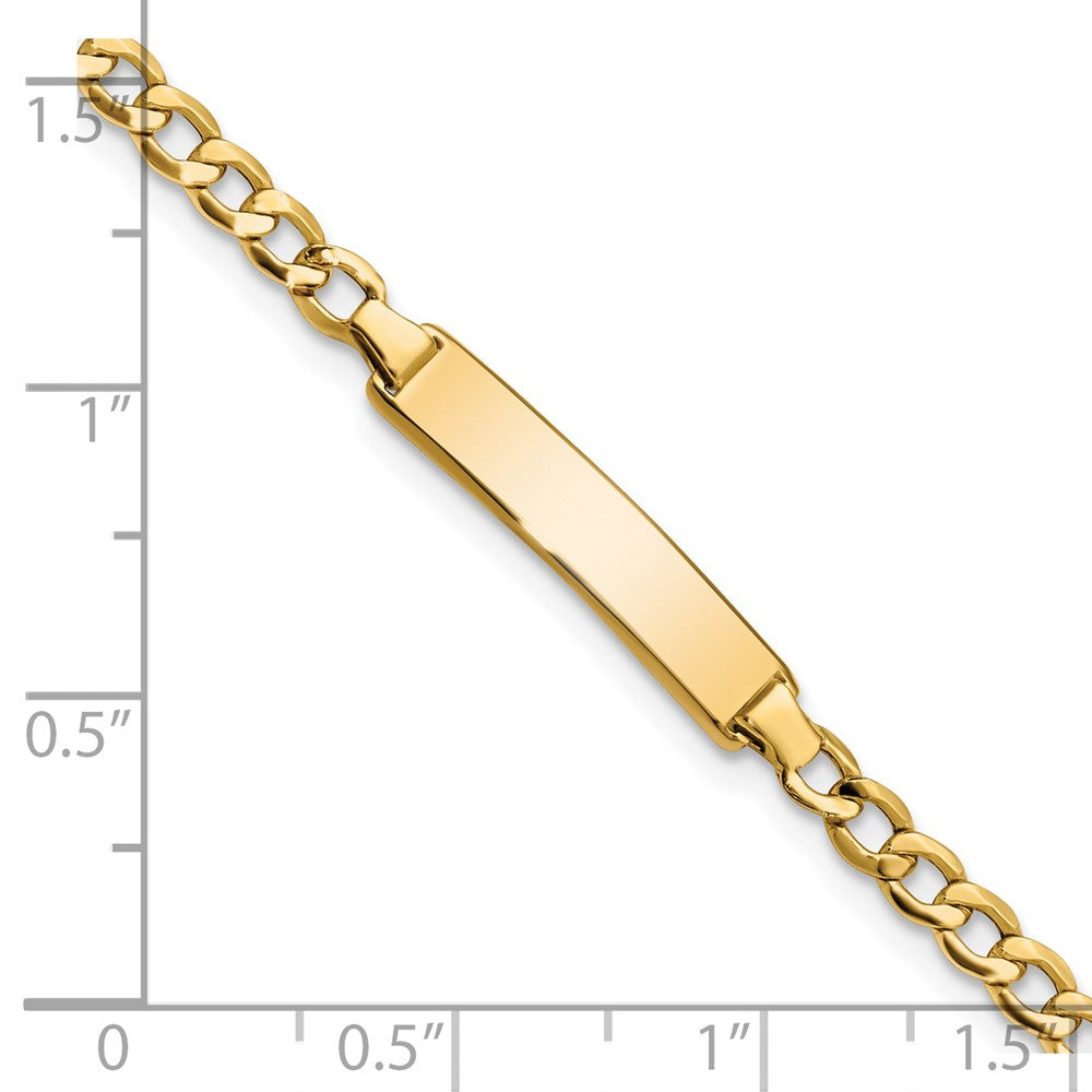 14K Yellow Gold Polished Semi Solid Chain/Solid Plate Cuban Link 19.5X4.5mm 7 Inch Id Bracelet