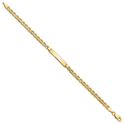 14K Yellow Gold Polished Semi Solid Chain/Solid Plate Anchor Link 22.5X4.5mm 7 Inch Id Bracelet