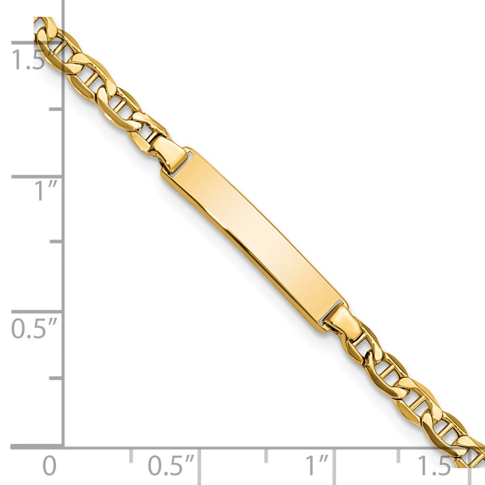 14K Yellow Gold Polished Semi Solid Chain/Solid Plate Anchor Link 22.5X4.5mm 7 Inch Id Bracelet