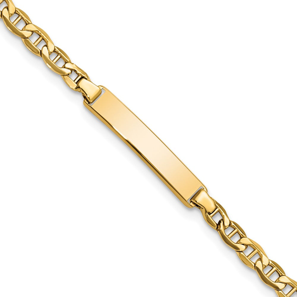 14K Yellow Gold Polished Semi Solid Chain/Solid Plate Anchor Link 23.3X4.5mm 6 Inch Baby/Child Id Bracelet
