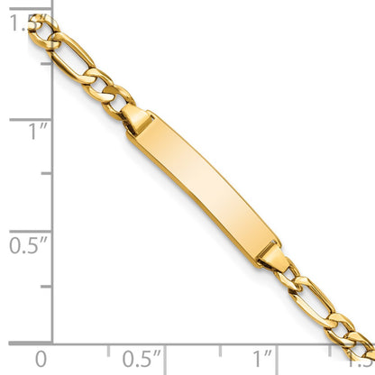 14K Yellow Gold Polished Semi Solid Chain/Solid Plate Figaro Link 20.3X4.4mm 6 Inch Baby/Child Id Bracelet