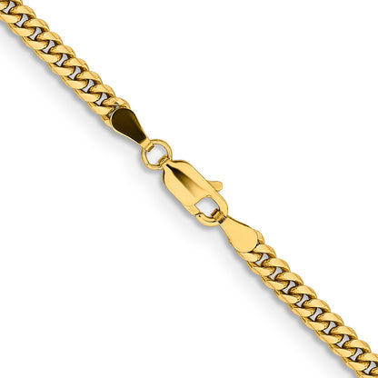 14K Yellow Gold 3.5mm Solid Miami Cuban Link With Lobster Clasp Chain Necklace