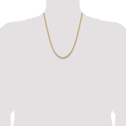 14K Yellow Gold 3.5mm Solid Miami Cuban Link With Lobster Clasp Chain Necklace