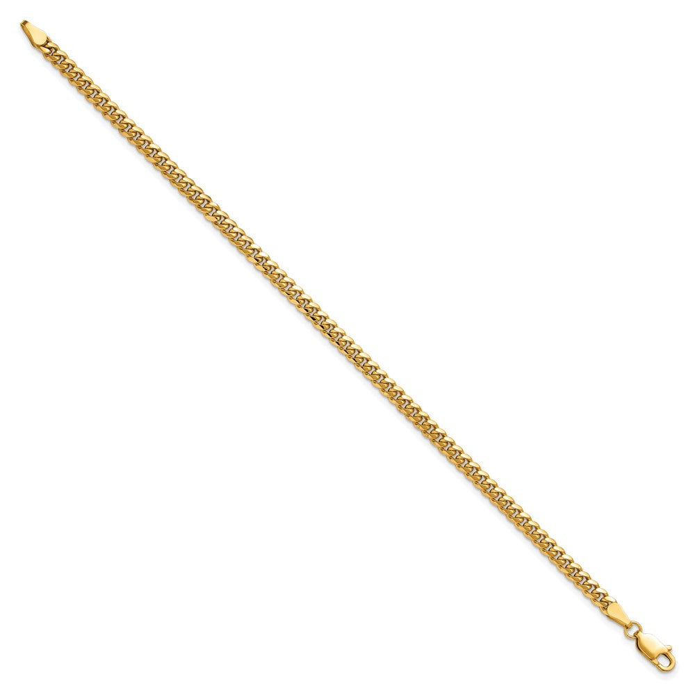 14K Yellow Gold 7 Inch 3.5mm Solid Miami Cuban Link With Lobster Clasp Bracelet