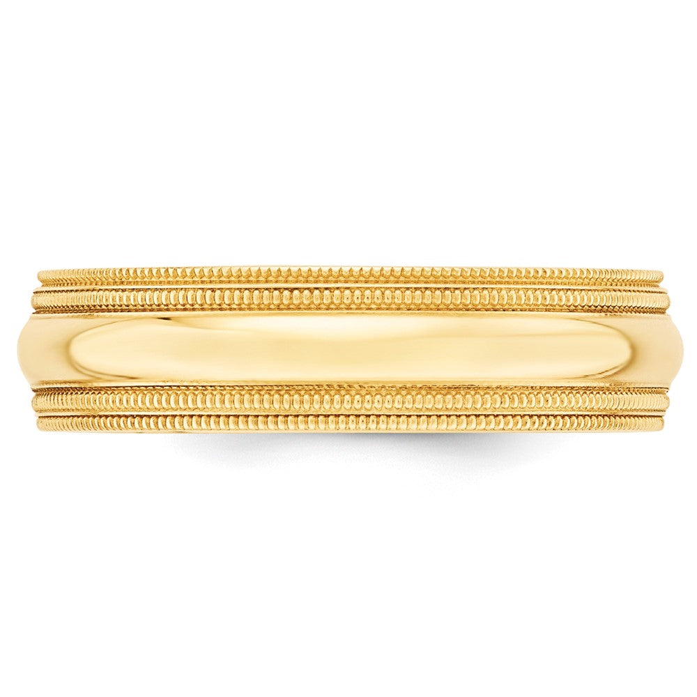 14k Yellow Gold 6mm Double Milgrain Comfort Fit Wedding Band Ring