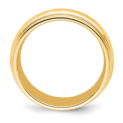 18k Yellow Gold 7mm Double Milgrain Comfort Fit Wedding Band Ring